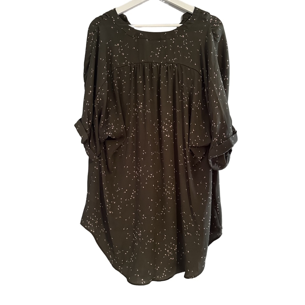 A.N.A A New Approach Women’s V-Neck Olive Green Dandelion Blouse Size‎ XL - Picture 11 of 15